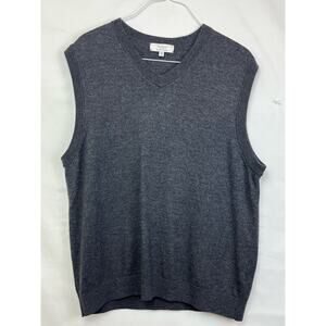 Turnberry Men's Size XL Gray 100% Extra Fine Merino Wool Sleeveless Vest